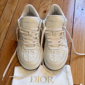 Dior Cream Embossed Sneakers